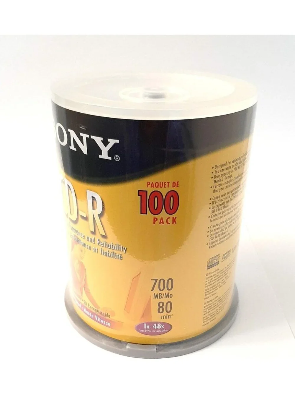 NEW Sony CD-R 700MB 80min 48x 100 Pack Recordable Blank Media Discs New Spindle